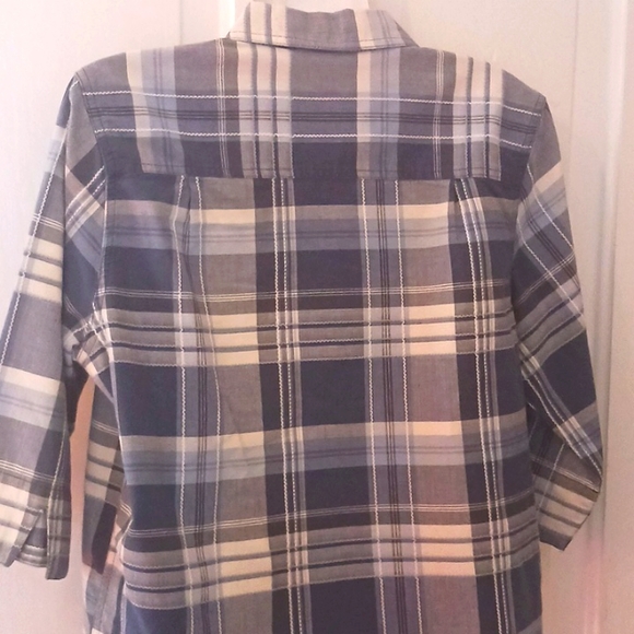 Ms Lee women's size small button-up blouse blue and white plaid stripes - Picture 5 of 6